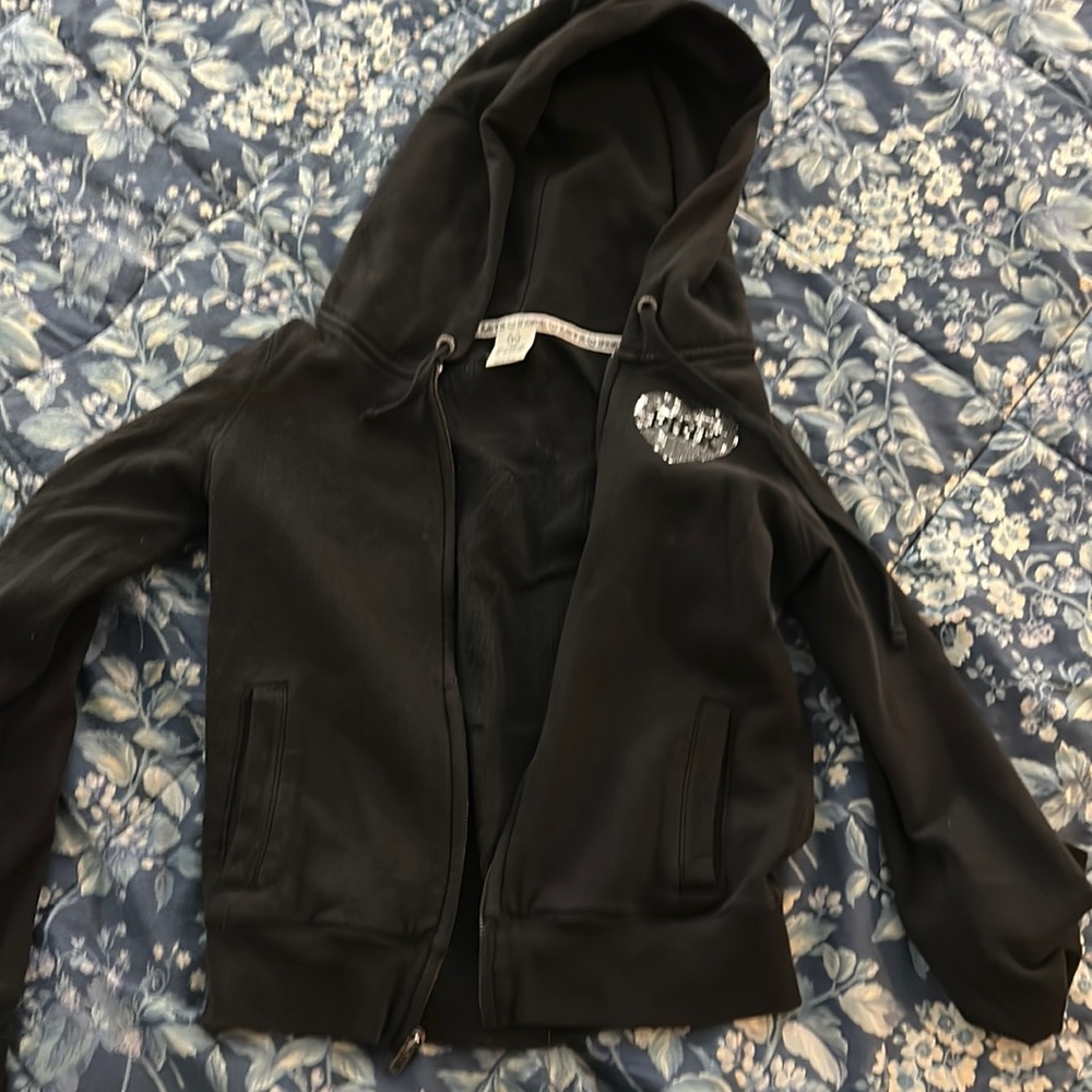 Pink Zip Hoodie Sequined